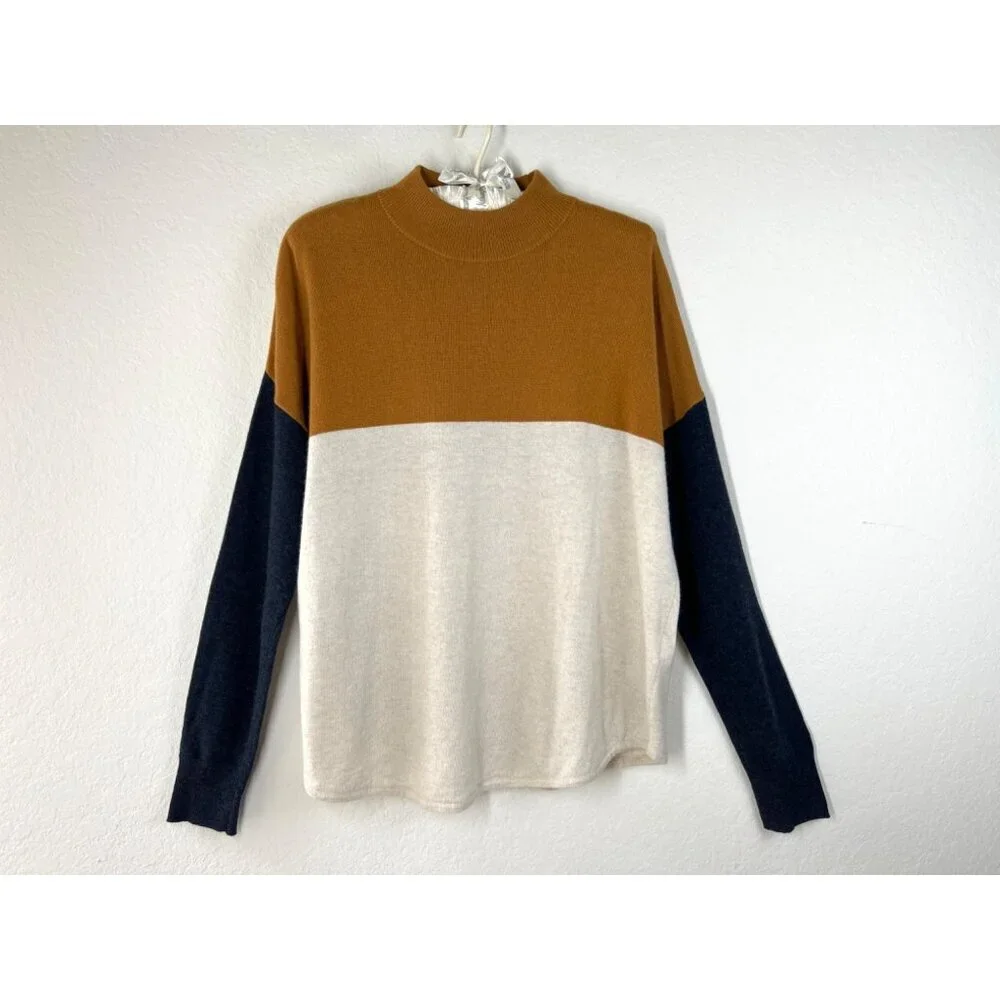 Madewell Ashbury Colorblock Mock Turtleneck Sweater Size Medium